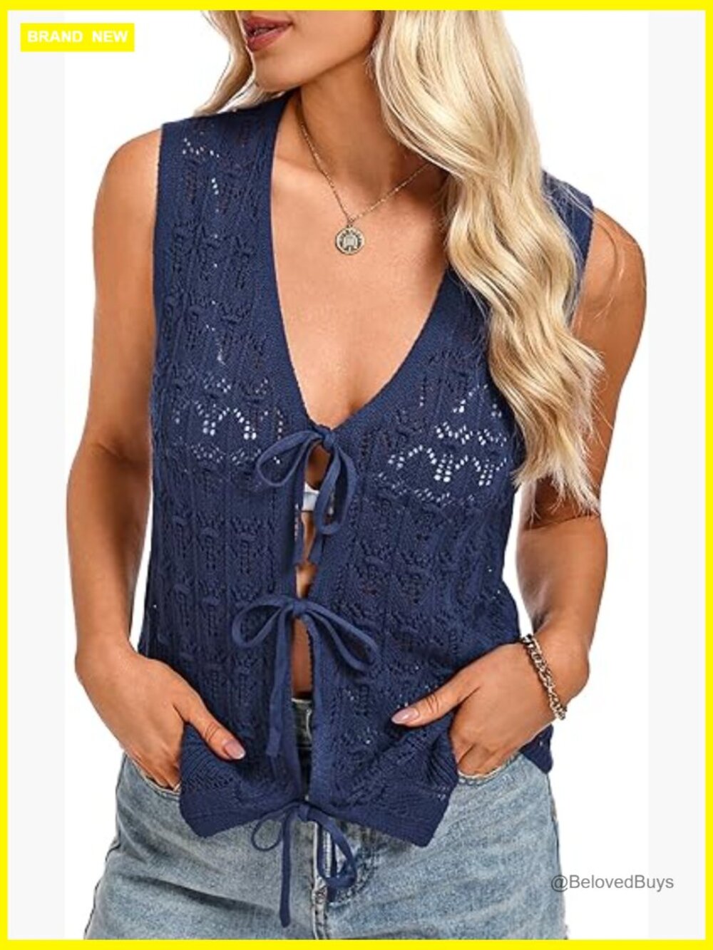 Crochet Tie Front Crop Top Hollow Out Boho Beach Cover Up Summer Vacation Outfit